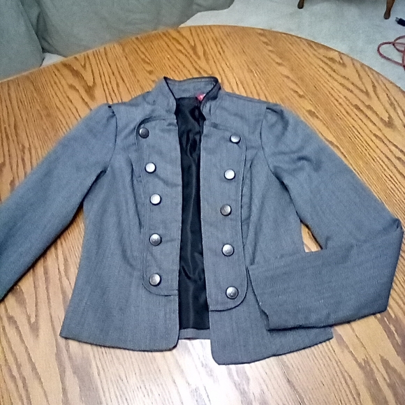 🍭Heart and soul gray military cropped Jacket Size medium - Picture 1 of 6